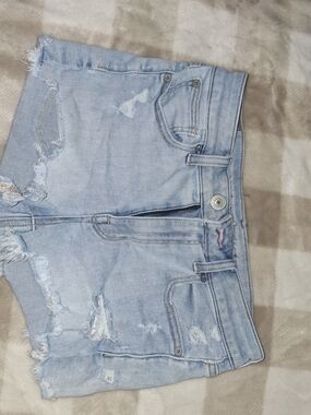 American Eagle Outfitters Light Blue Distressed Jean Shorts